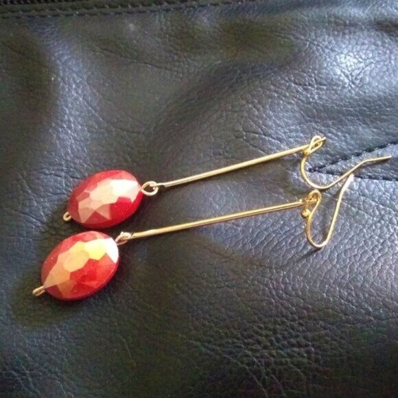 Flashy! Flirty! Summer Sexy on @ Stick! Hot Orange Mango Faceted Dangle Earrings - Picture 5 of 8